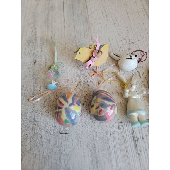 rabbit bunny chick fell egg mini ornament variety spring Decor set - Picture 2 of 9